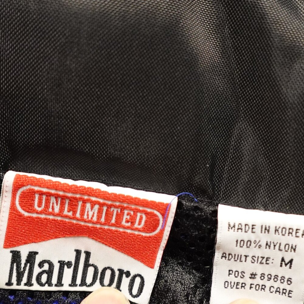 Marlboro windbreaker jacket full zip adult medium blue black rain proof vintage - Picture 14 of 14